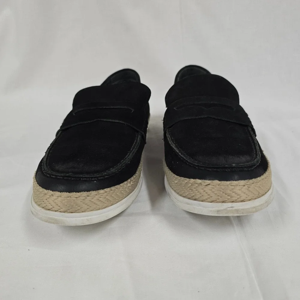 Marc Joseph New York Mens Black Suede Espadrille Penny Loafers‎ Handcrafted
